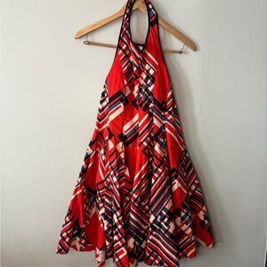 Y2K Jessica Simpson Halter Dress Geometric Print Size 6 Great Condition